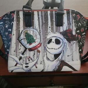 Loungefly Black and White Satchel with Red Accents